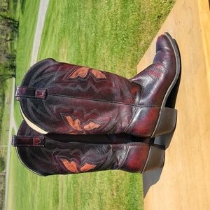 Genuine leather women Cowboy Boots Size 8M, Butterfly detail